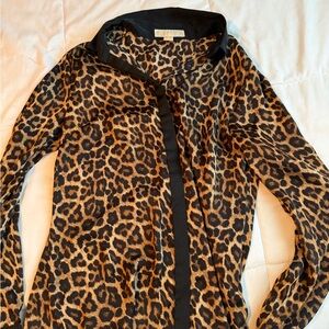 Michael Kors Leopard Print Sheer Blazer